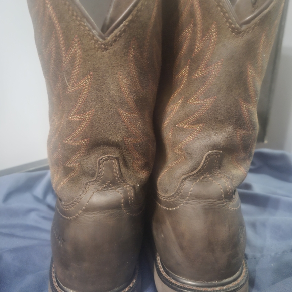 Ariat Groundbreaker H20 Dark Brown Wide Square Steel Toe Leather Booys 11.5 Wide - Picture 5 of 15